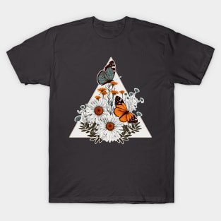 Modern Butterfly Flower Art T-Shirt